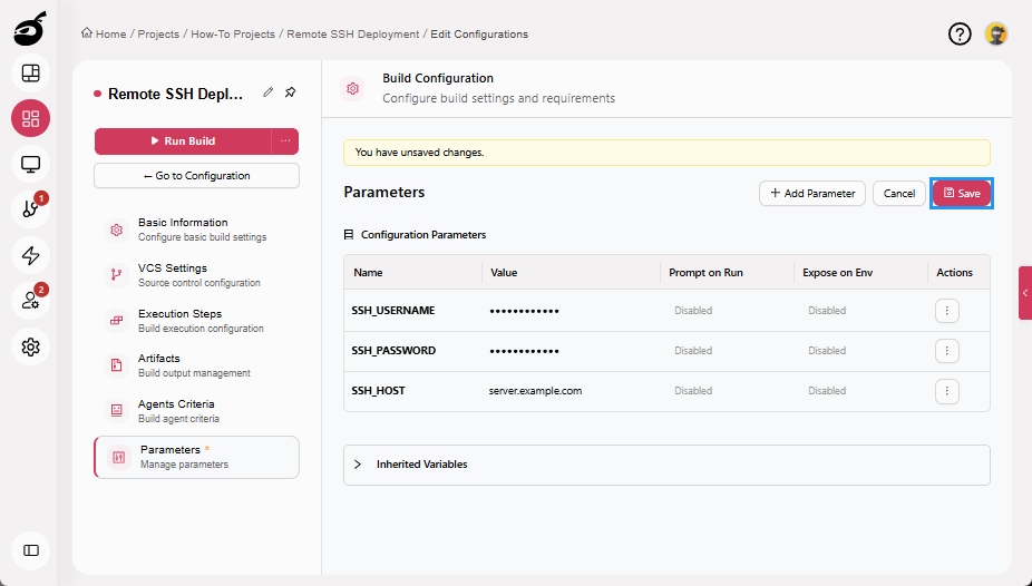 how-to-ssh-password-parameter-save-button